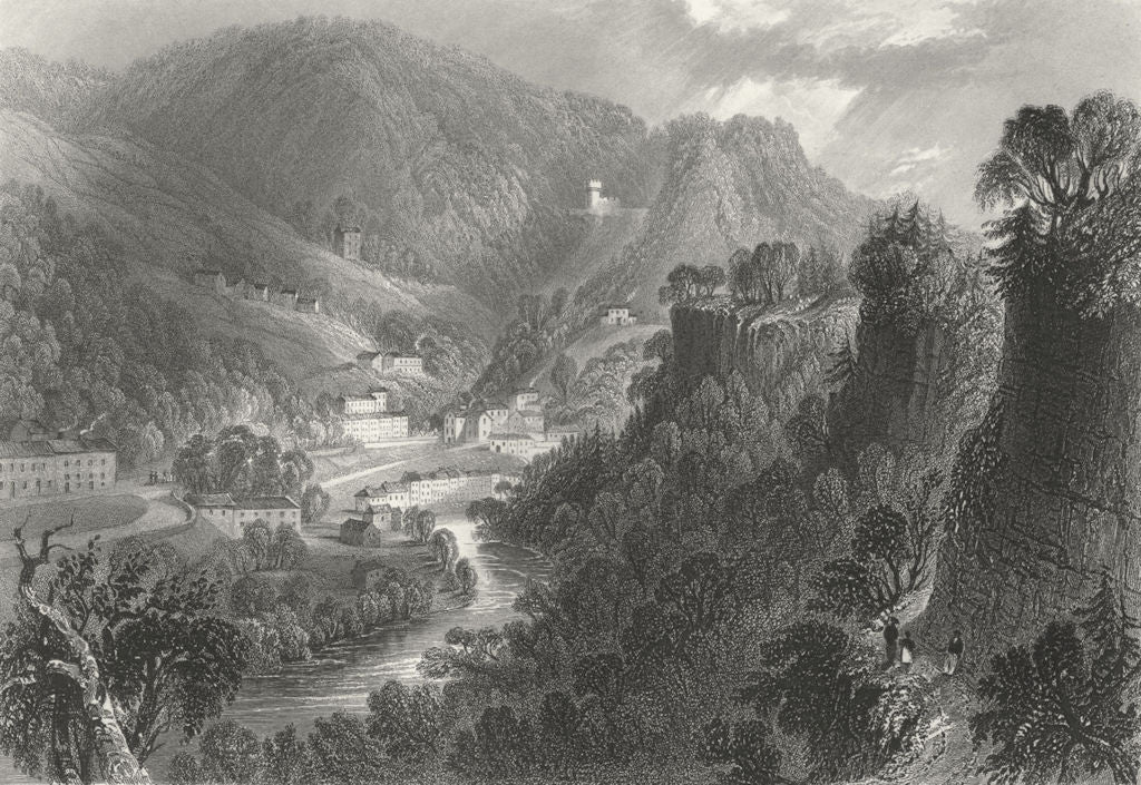 DERBYS. Matlock Bath. WH Bartlett 1842 old antique vintage print picture